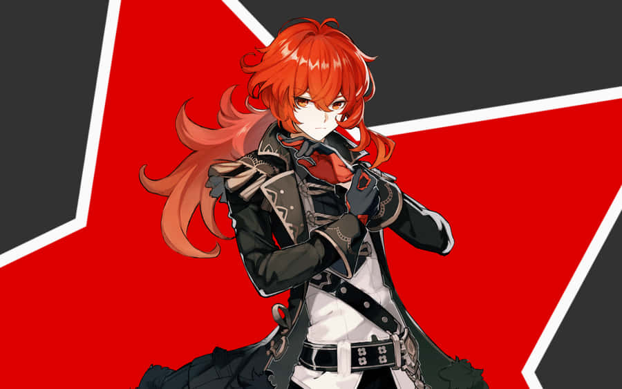 Diluc Red Star Genshin Pfp Wallpaper