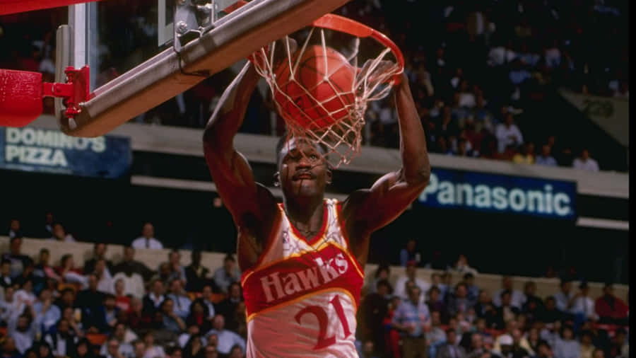 Dominique Wilkins Slam Dunk Shot Nba Photograhy Wallpaper