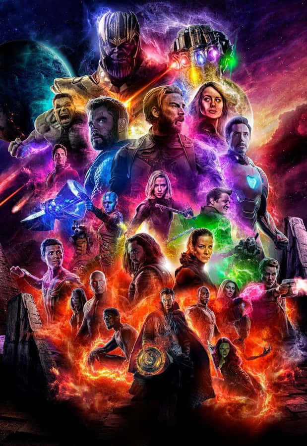 Dope Avengers Neon Colored Lights Wallpaper