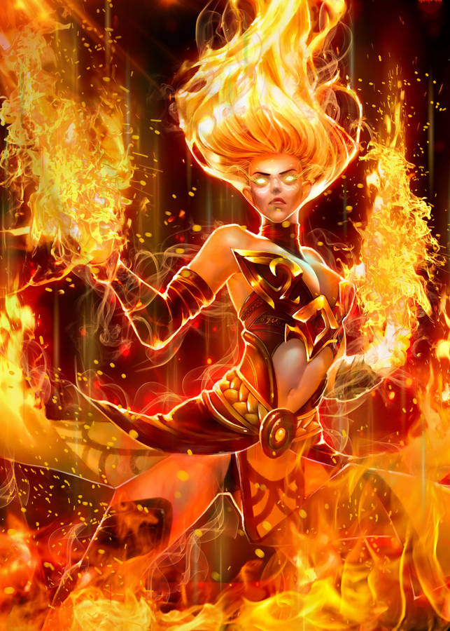 Dota 2 Lina In Fire Wallpaper