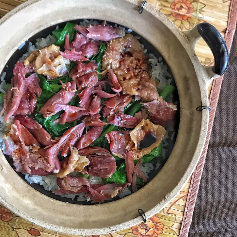 Duck Rice In An Claypot With Preserved Duck Leg Wallpaper