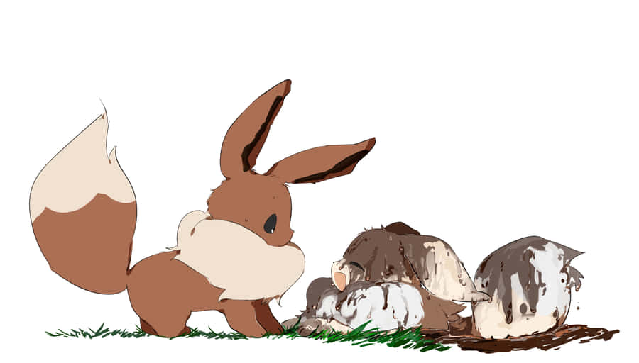 Eeveeand Diglett Pokemon Friends Wallpaper