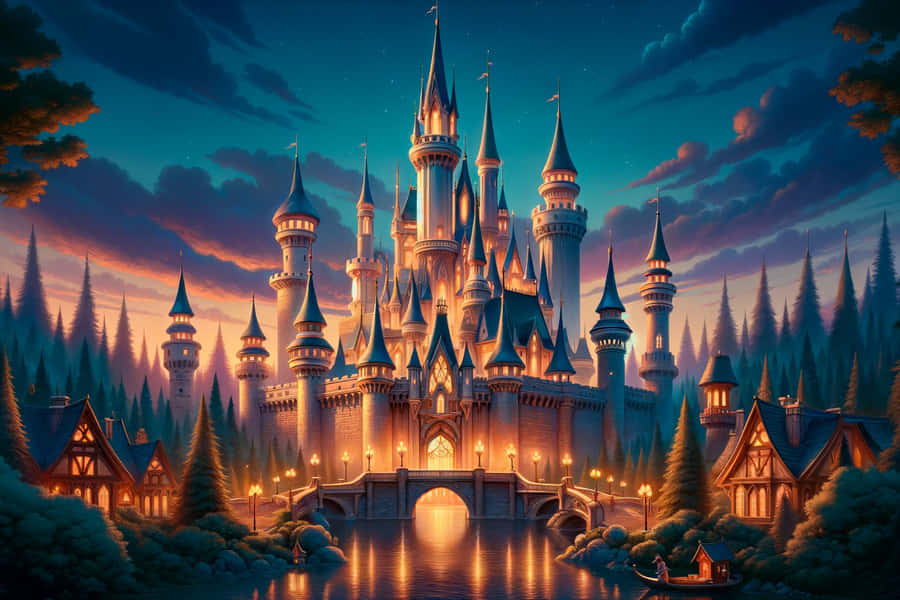 Enchanted Fairytale Castleat Twilight Wallpaper