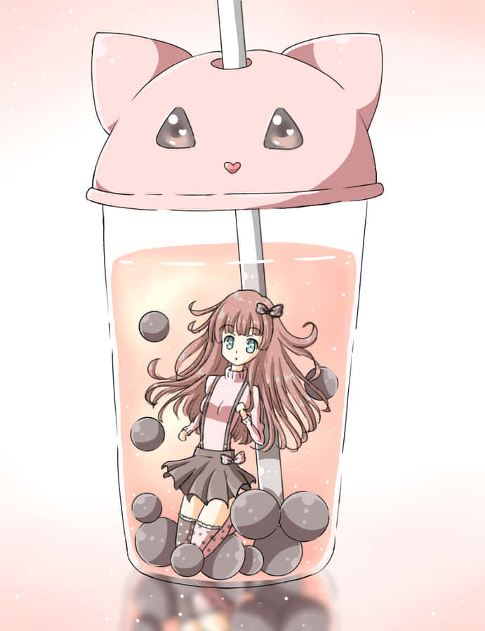 Enjoy The Delightful Taste Of Bubble Tea Anime With A Fun Twist Wallpaper