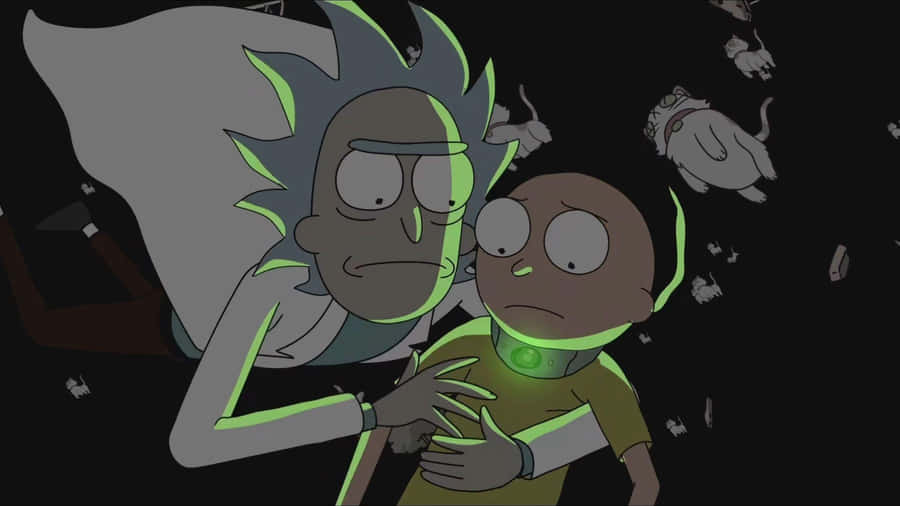 Enjoying A Relaxing Night Out In The Woods With Rick And Morty Wallpaper