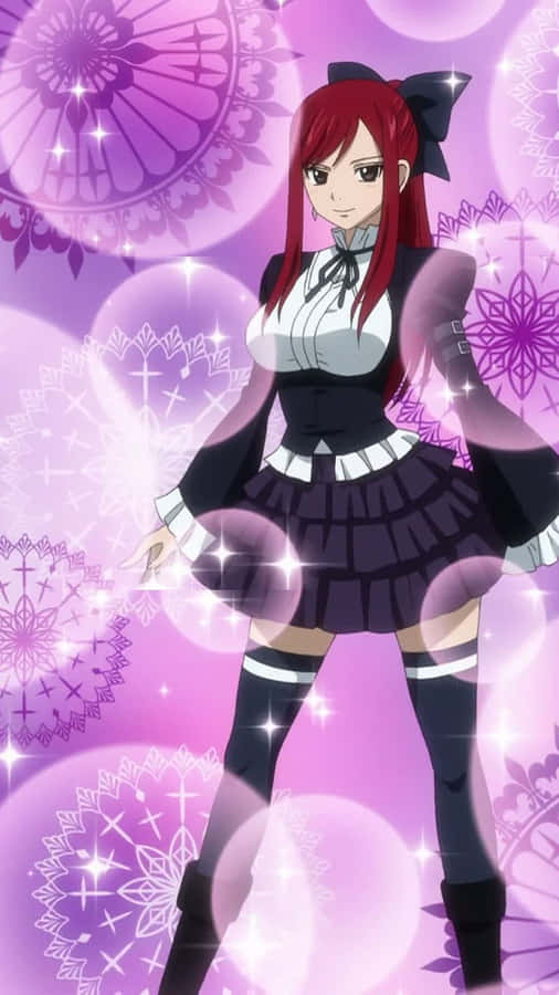 Erza Scarlet Is A Strong And Powerful Mage From The Fairy Tail Guild Wallpaper