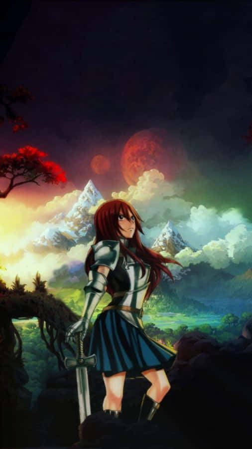 Erza Scarlet Ready For Battle Wallpaper