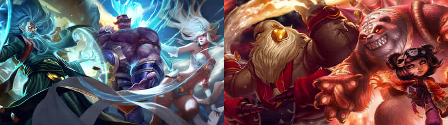 Experience League Of Legends In Its Fullest Extent With Dual Screen Gameplay. Wallpaper