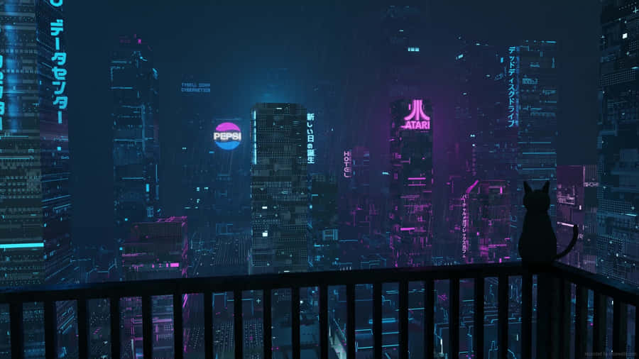 Explore The Neon-lit Night City Wallpaper