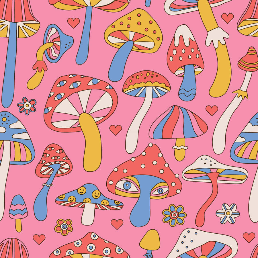 Explore The Psychedelic Hues Of Trippy Mushroom Wallpaper