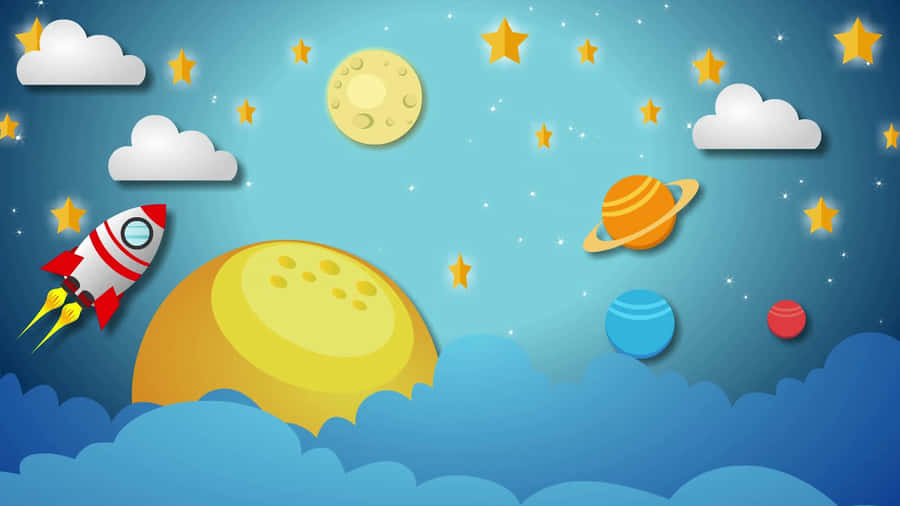 Explore The Wonders Of Cartoon Space Wallpaper