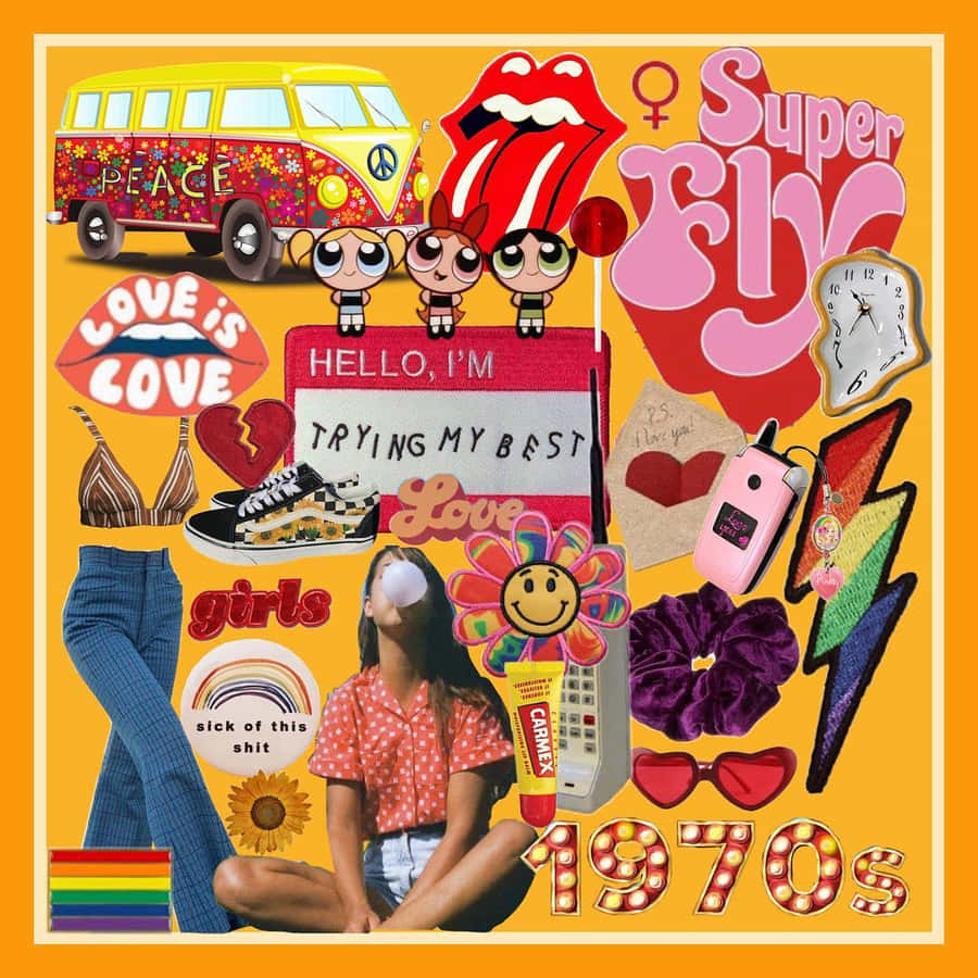 Expressive Groovy 70s Aesthetic Desktop Wallpaper Wallpaper