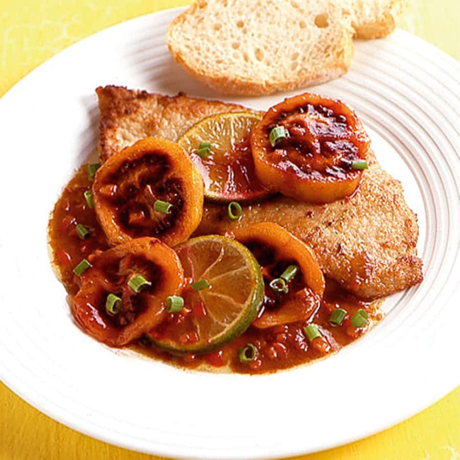 Exquisite Tamarillo Dish Plating Overhead Angle Shot Wallpaper