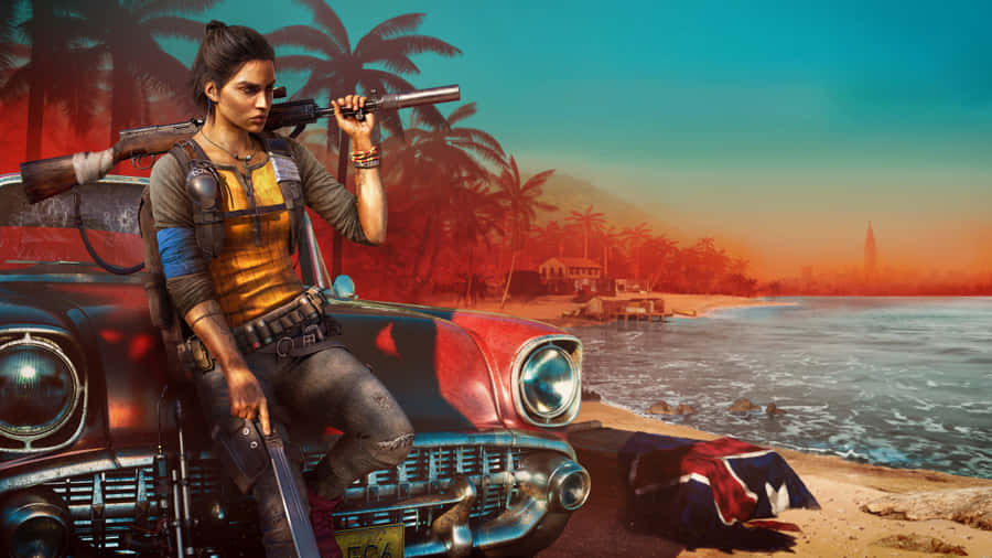 Far Cry 6 Dani With Car Wallpaper