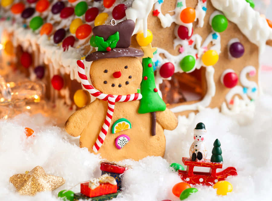 Festive Gingerbread Cookie Decoration Wallpaper