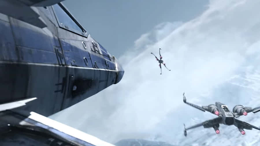 Fierce In Battle: A Star Wars X-wing Fighter Sets To Engage In Combat Wallpaper