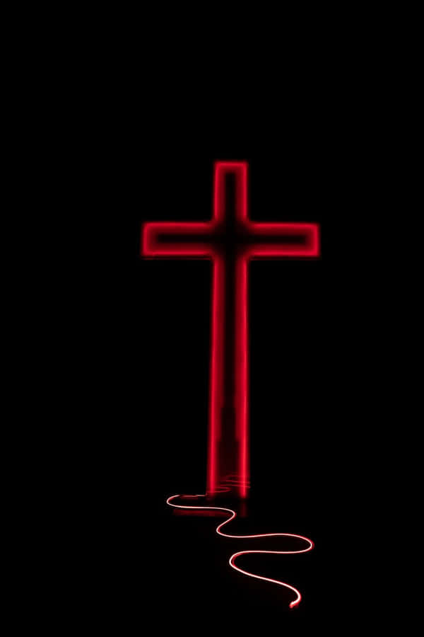 Find Hope In The Darkness With A Neon Cross. Wallpaper