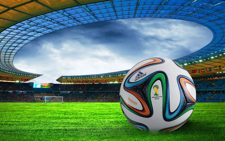 Football Galaxy Ball On The Ground Wallpaper