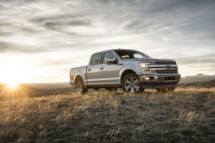 Ford F-150 Silver Powerstroke Pickup Truck Wallpaper