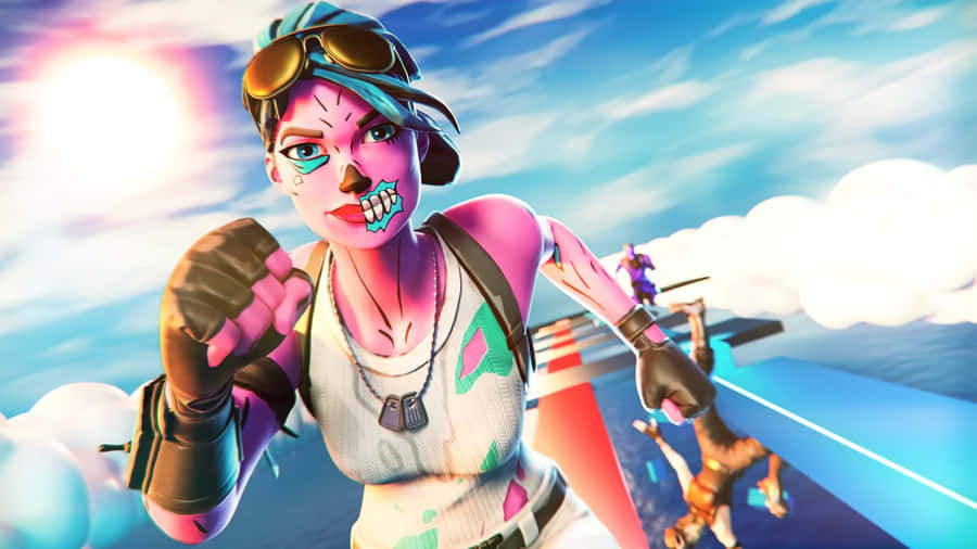 Fortnite Pink Ghoul Trooper Skydiving Wallpaper