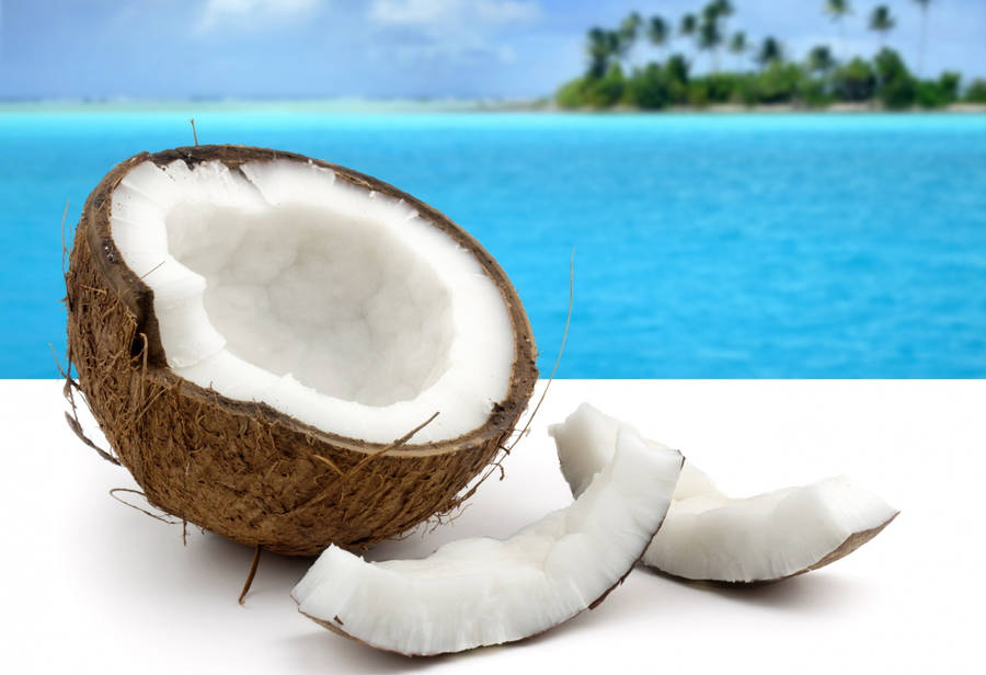 Fresh Delicious Slices Of Coconut Meat Wallpaper