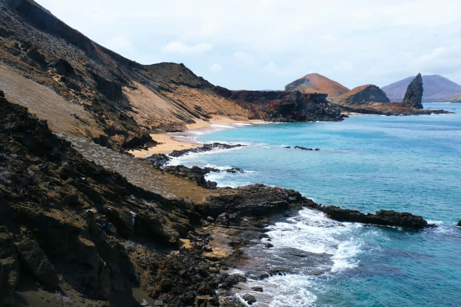 Galapagos Coastline Volcanic Landscape Wallpaper