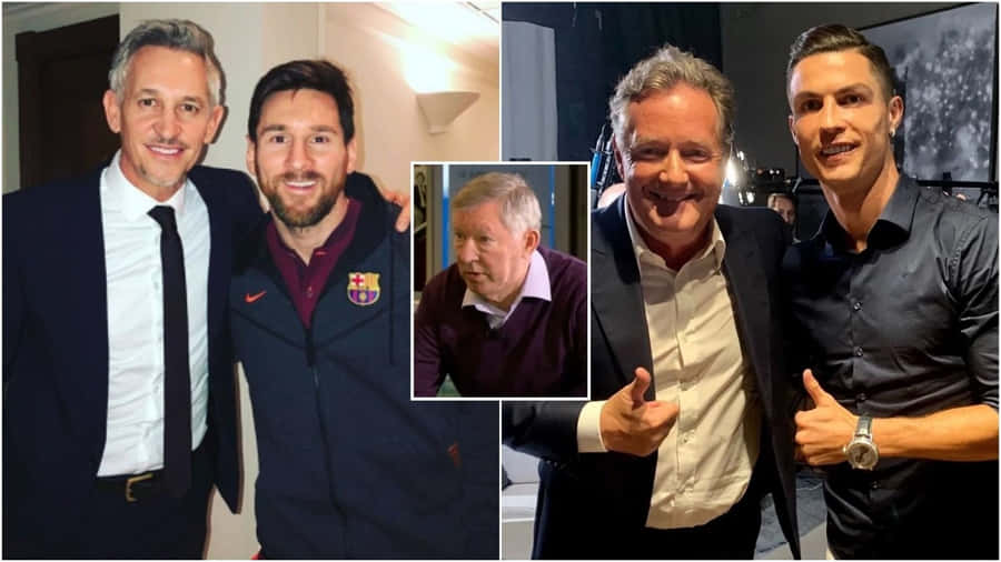 Gary Lineker With Lionel Messi Piers Morgan Cristiano Ronaldo Wallpaper