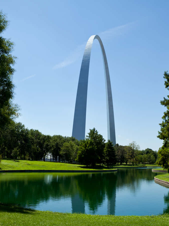 Gateway Arch Green Trees River Wallpaper