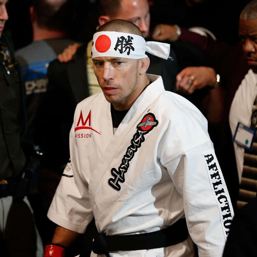 Georges St-pierre Wearing White Kimono Wallpaper