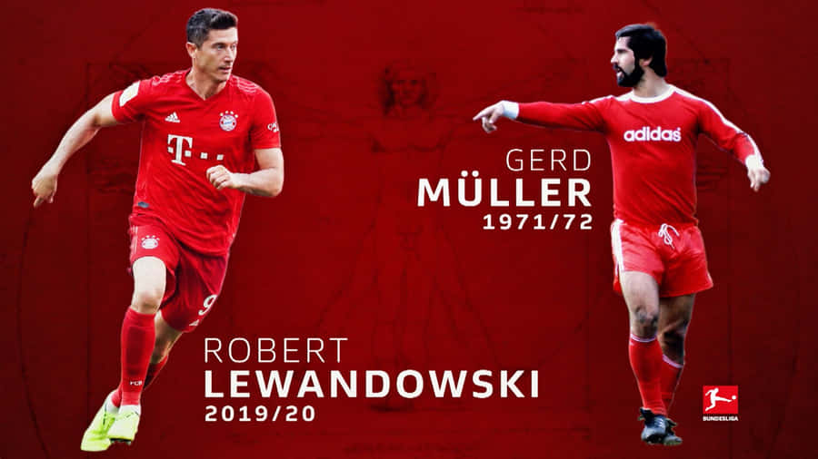 Gerd Muller And Robert Lewandowski Comparison Poster Wallpaper