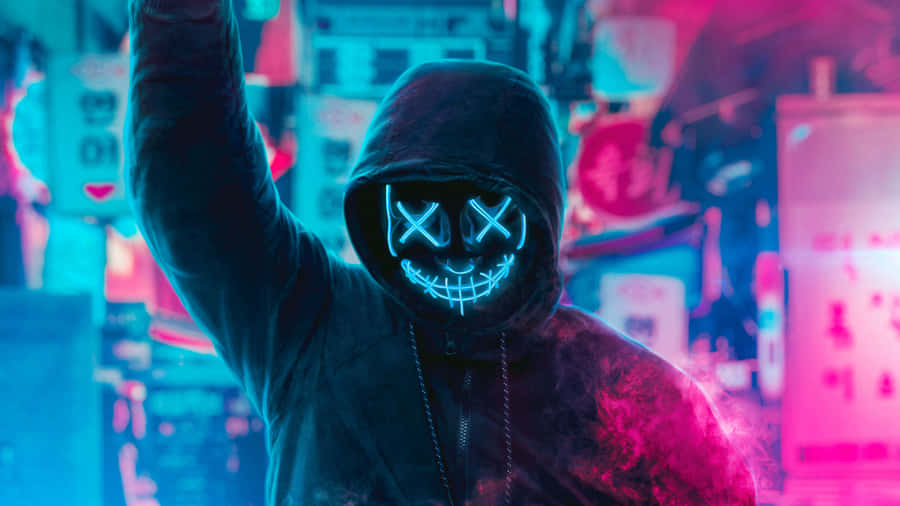 Get Noticed With This Stylish Neon Mask Wallpaper
