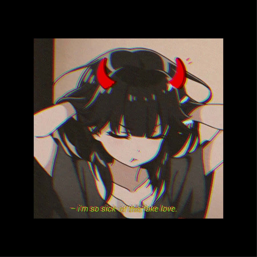 Girl With Red Horns Dark Aesthetic Anime Pfp Wallpaper