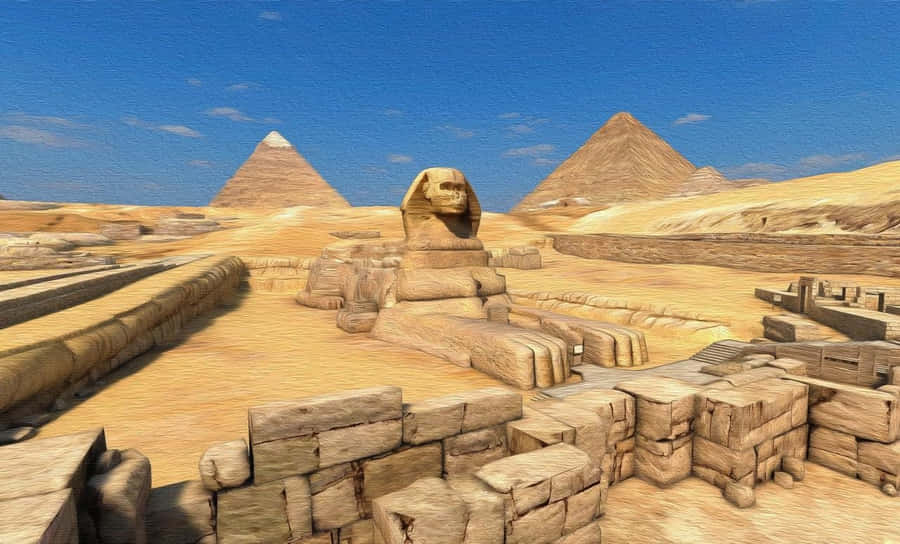 Giza Pyramids Sketch Wallpaper