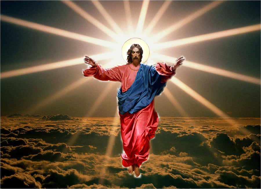 Glowing Halo Of Jesus In Heaven Wallpaper