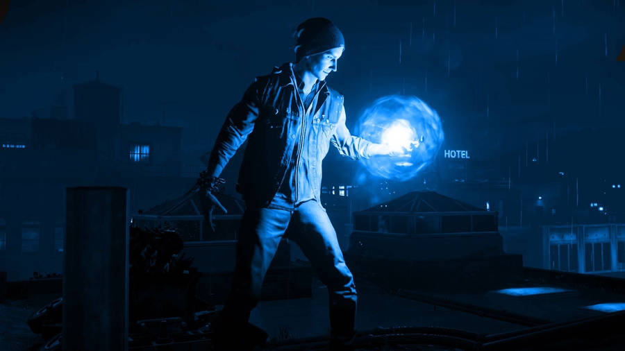 Glowing Neon Blue Light Wallpaper