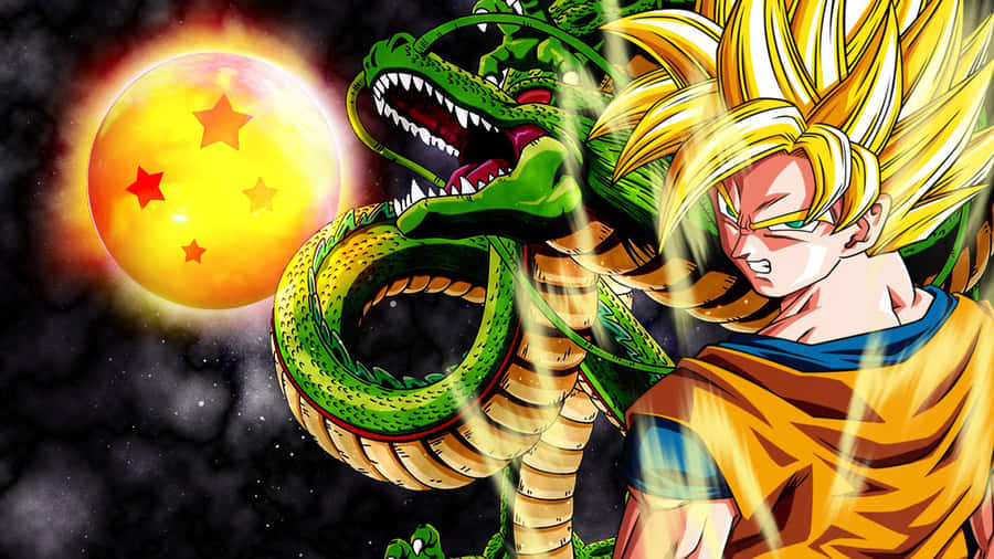 Goku Harnesses The Power Of The Kamehameha In A Spectacular Explosion Of Energy! Wallpaper