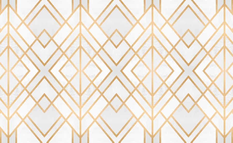 Gold And White Geometric Pattern Wallpaper