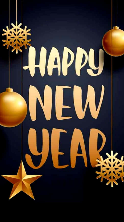 Gold Decorated New Year Phone Wallpaper