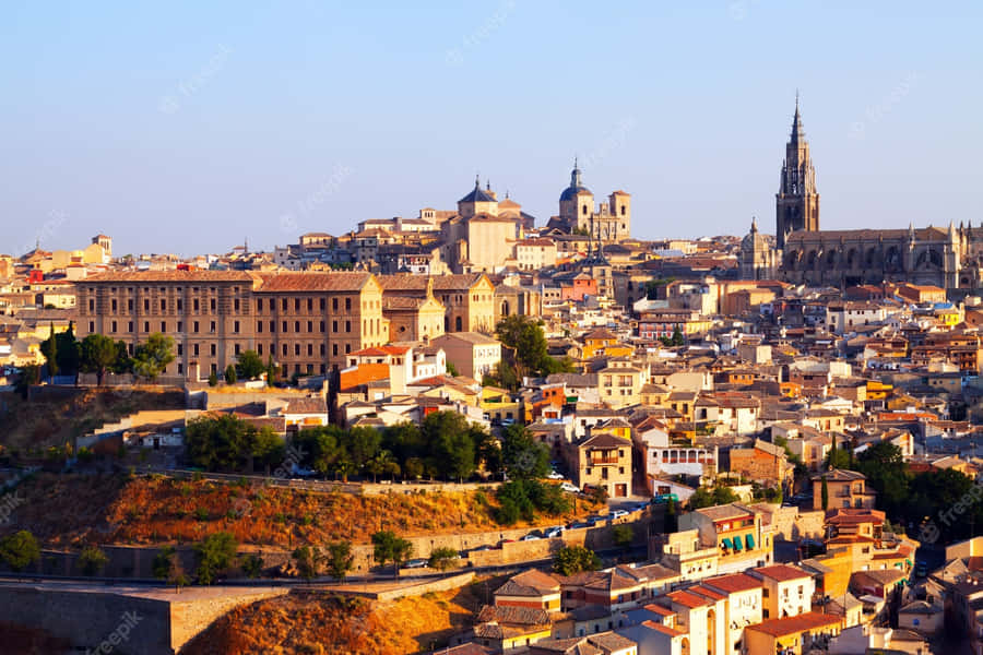 Gorgeous View Toledo Cathedral Orange Aesthetic Wallpaper