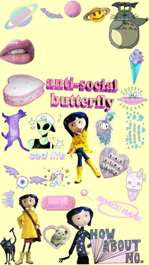 Gothic Pastel Coraline Wallpaper