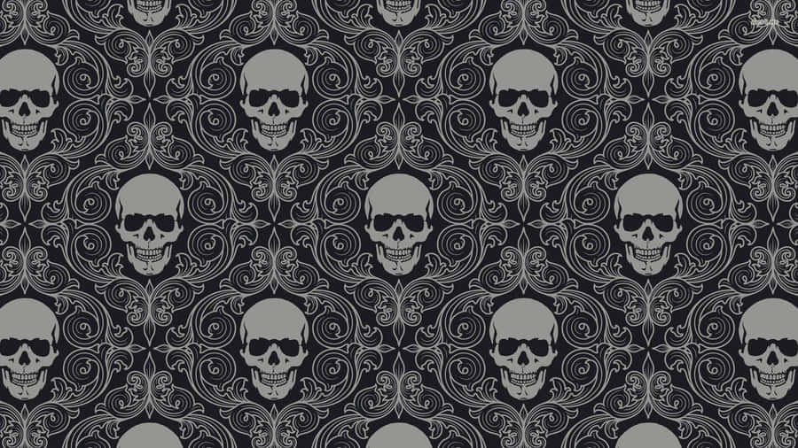 Gothic Skull Pattern Halloween Background Wallpaper