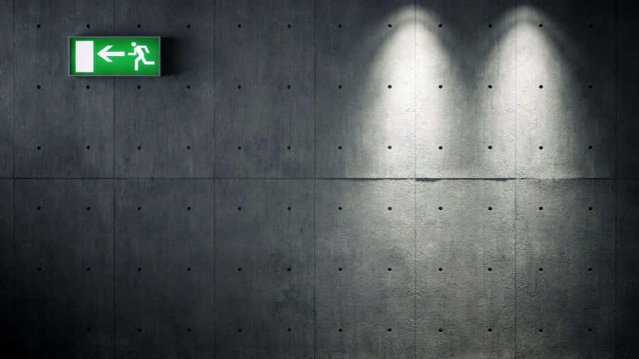 Green Emergency Exit Sign Departure Wallpaper