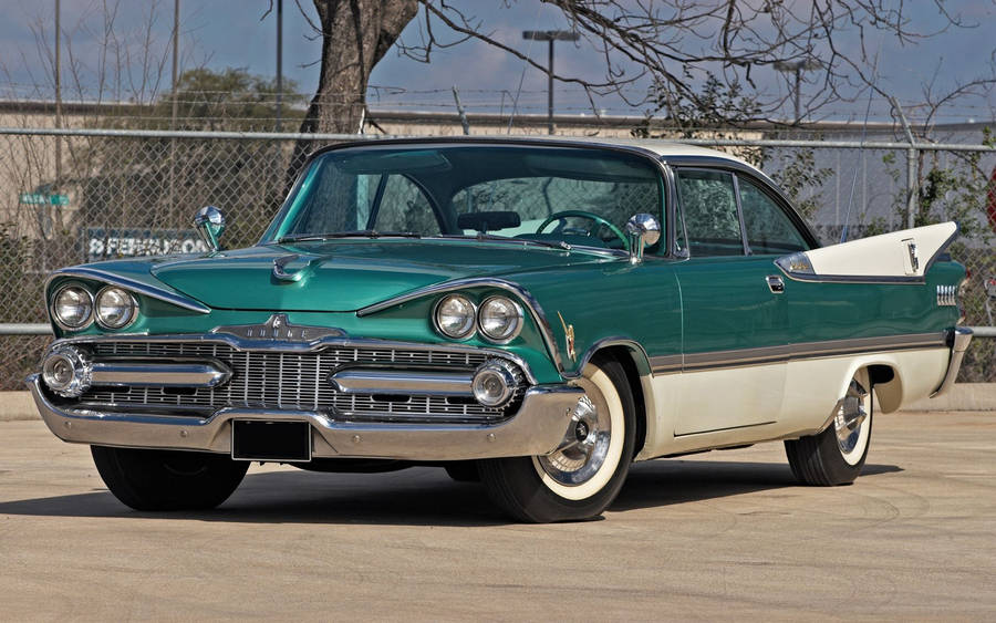 Green Retro Dodge Custom Royal Wallpaper