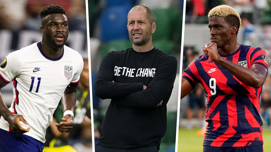 Gregg Berhalter With Daryl Dike And Gyasi Zardes Wallpaper