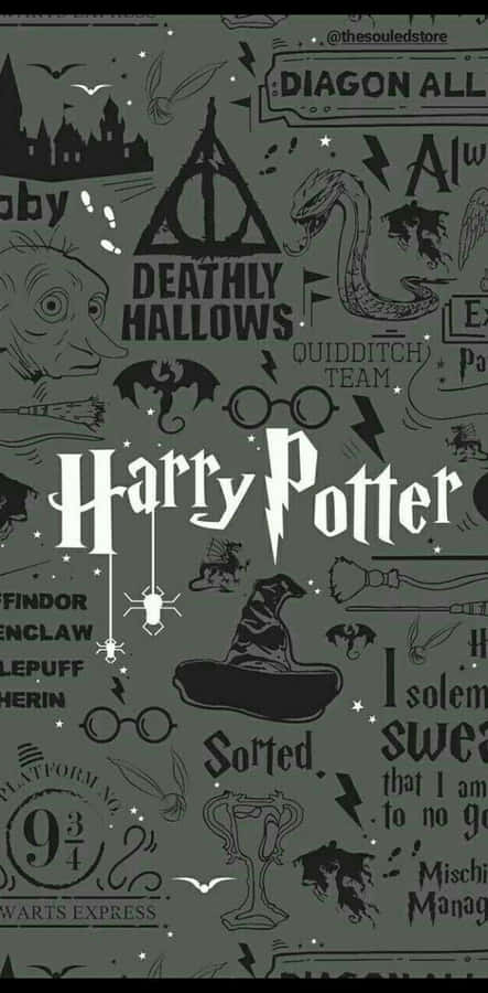 Harry Potter Standing In Front Of Hogwarts School Of Witchcraft & Wizardry Wallpaper