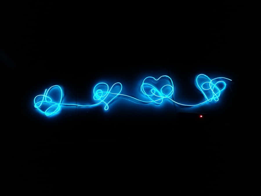Hearts Blue Neon Lights Tumblr Laptop Wallpaper