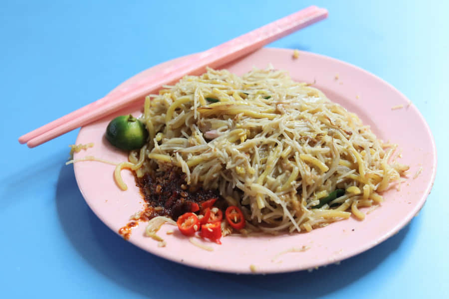Hokkien Mee On Pink Plate Wallpaper