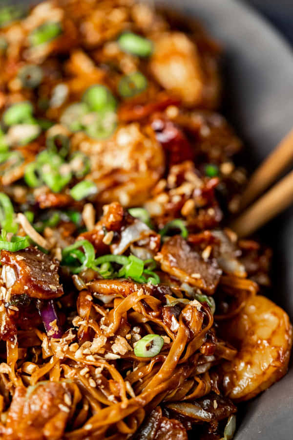 Hokkien Mee With Colorful Ingredients Wallpaper