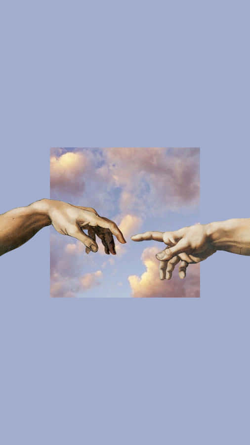 Iconic Creation Hands By Michelangelo Wallpaper