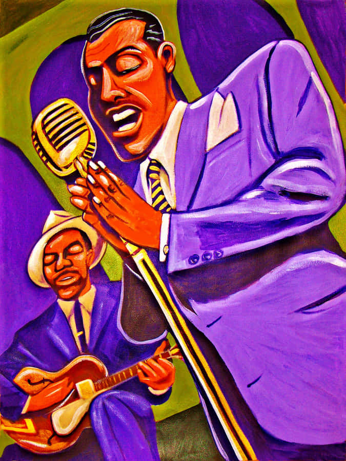 Iconic Jazz Legends Billy Eckstine And Tiny Grimes Performance Artwork Wallpaper